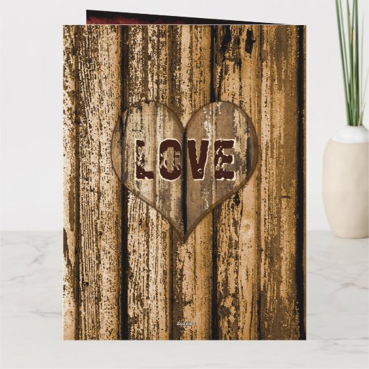 木フェイクの記念日カード、彼のために任意の年 カード (裏面)