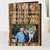 木フェイクの記念日カード、彼のために任意の年 カード (正面)