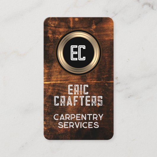 木フェイクプレート金枠 名刺 (正面)