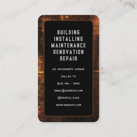 木フェイクプレート金枠 名刺 (裏面)