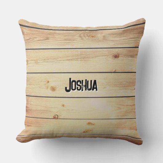 木フェイク材素朴効果パーソナライズされた クッション (正面)