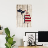 木フェイク材 |アメリカーナグランジ・ミシガン |愛国心 ポスター (ホームオフィス)