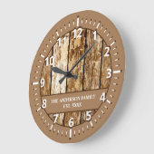 木フェイク素朴の苗字 ラージ壁時計 (傾斜)