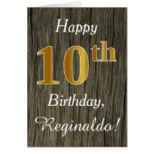 木フェイク、フェイク金ゴールド10番目の誕生日+名前をカスタムする (正面)