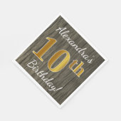 木フェイク、フェイク金ゴールド10番目の誕生日+名前をカスタムする スタンダードランチョンナプキン (角)