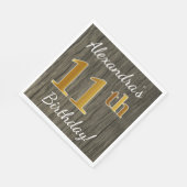 木フェイク、フェイク金ゴールド11誕生日+名前をカスタムする スタンダードランチョンナプキン (角)