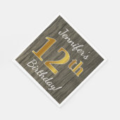 木フェイク、フェイク金ゴールド12誕生日+名前をカスタムする スタンダードランチョンナプキン (角)