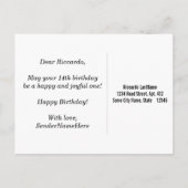 木フェイク、フェイク金ゴールド14誕生日+名前をカスタムする ポストカード (裏面)