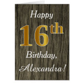 木フェイク、フェイク金ゴールド16誕生日+名前をカスタムする (正面)