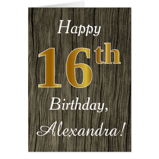 木フェイク、フェイク金ゴールド16誕生日+名前をカスタムする (正面)