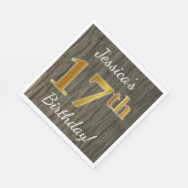 木フェイク、フェイク金ゴールド17誕生日+名前をカスタムする スタンダードランチョンナプキン (角)