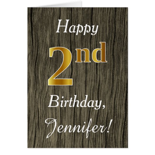 木フェイク、フェイク金ゴールド2回目の誕生日+名前をカスタムする (正面)