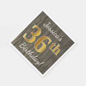木フェイク、フェイク金ゴールド36番目の誕生日+名前をカスタムする スタンダードランチョンナプキン (角)