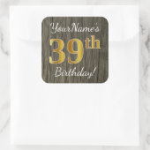 木フェイク、フェイク金ゴールド39誕生日+名前をカスタムするS スクエアシール (バッグ)