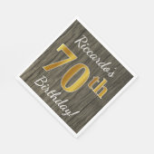 木フェイク、フェイク金ゴールド70番目の誕生日+名前をカスタムする スタンダードランチョンナプキン (角)