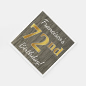 木フェイク、フェイク金ゴールド72番目の誕生日+名前をカスタムする スタンダードランチョンナプキン (角)