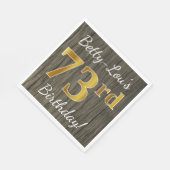 木フェイク、フェイク金ゴールド73番目の誕生日+名前をカスタムする スタンダードランチョンナプキン (角)