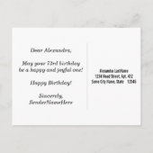 木フェイク、フェイク金ゴールド73番目の誕生日+名前をカスタムする ポストカード (裏面)