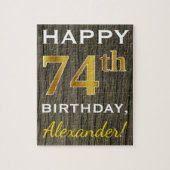木フェイク、フェイク金ゴールド74番目の誕生日+名前をカスタムする ジグソーパズル (縦)