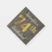 木フェイク、フェイク金ゴールド74番目の誕生日+名前をカスタムする スタンダードランチョンナプキン (角)