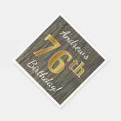 木フェイク、フェイク金ゴールド76番目の誕生日+名前をカスタムする スタンダードランチョンナプキン (角)