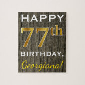 木フェイク、フェイク金ゴールド77誕生日+名前をカスタムする ジグソーパズル (縦)