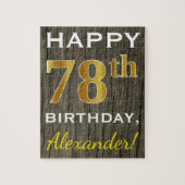 木フェイク、フェイク金ゴールド78誕生日+名前をカスタムする ジグソーパズル (縦)