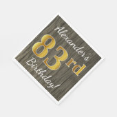 木フェイク、フェイク金ゴールド83番目の誕生日と名前をカスタムする スタンダードランチョンナプキン (角)