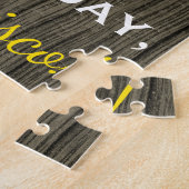 木フェイク、フェイク金ゴールド84番目の誕生日+名前をカスタムする ジグソーパズル (側面)