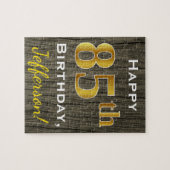 木フェイク、フェイク金ゴールド85番目の誕生日+名前をカスタムする ジグソーパズル (横)