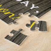 木フェイク、フェイク金ゴールド85番目の誕生日+名前をカスタムする ジグソーパズル (側面)