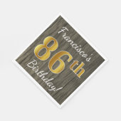 木フェイク、フェイク金ゴールド86番目の誕生日+名前をカスタムする スタンダードランチョンナプキン (角)