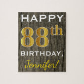 木フェイク、フェイク金ゴールド88誕生日+名前をカスタムする ジグソーパズル (縦)
