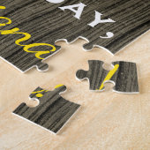 木フェイク、フェイク金ゴールド90番目の誕生日+名前をカスタムする ジグソーパズル (側面)