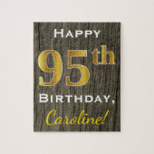 木フェイク、フェイク金ゴールド95誕生日+名前をカスタムする ジグソーパズル (縦)