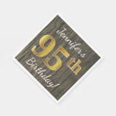 木フェイク、フェイク金ゴールド95誕生日+名前をカスタムする スタンダードランチョンナプキン (角)