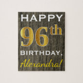 木フェイク、フェイク金ゴールド96番目の誕生日+名前をカスタムする ジグソーパズル (縦)