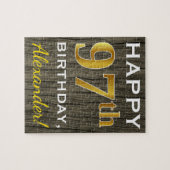 木フェイク、フェイク金ゴールド97誕生日+名前をカスタムする ジグソーパズル (横)