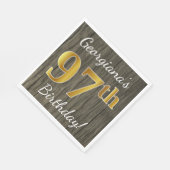 木フェイク、フェイク金ゴールド97誕生日+名前をカスタムする スタンダードランチョンナプキン (角)