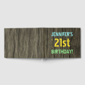 木フェイク、色彩の鮮やか文字ルック、21歳の誕生日+名前 ゲストブック (全面)