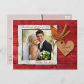 木フェイク、葉ハートありがとうポストカード ポストカード (正面/裏面)