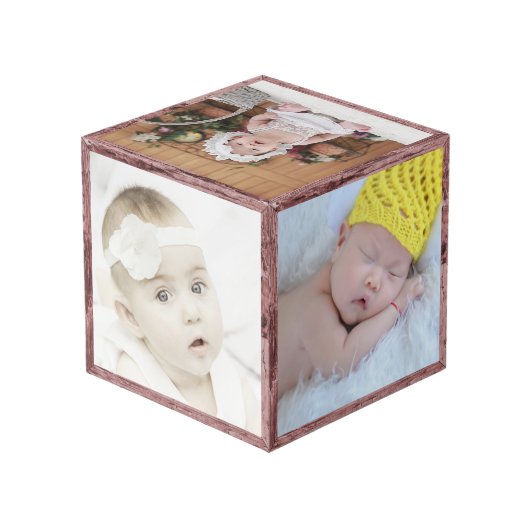 木フレーム4"が付いているカスタムな写真写真の立方体 フォトキューブ (裏面アングル)