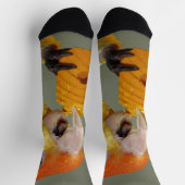 木ブロック玩具付き白いベリーズのカワイクパロット ソックス (上部)