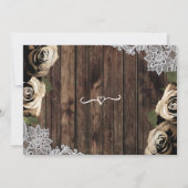 木ミニマル材金ゴールド素朴バラ写真保存日付 招待状 (裏面)