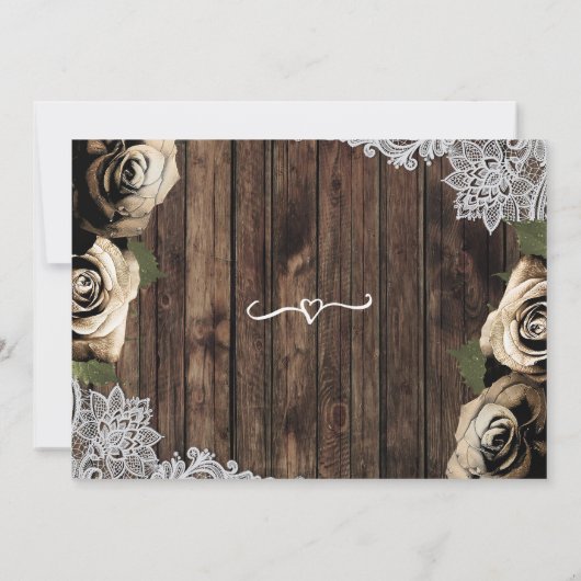 木ミニマル材金ゴールド素朴バラ写真保存日付 招待状 (裏面)