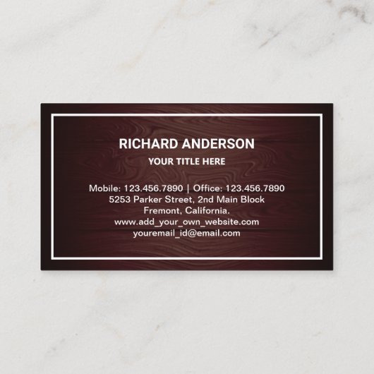 木メタリック素朴金ゴールド香油香料ボトル 名刺 (裏面)