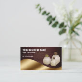 木メタリック素朴金ゴールド香油香料ボトル 名刺 (スタンド正面)