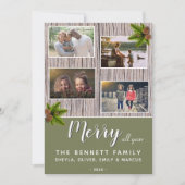木メリー素朴クリスマス家族4写真コラージュ シーズンカード (正面)