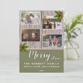 木メリー素朴クリスマス家族4写真コラージュ シーズンカード (スタンド正面)