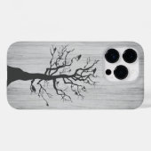 木モダンエレガント材 – 木とカラス – 木 Case-Mate iPhoneケース (裏面 (横))